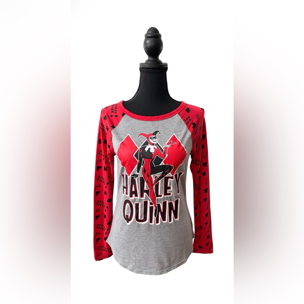 Harley Quinn Red and Gray Long Sleeve Tee